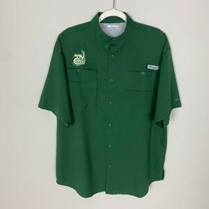 Columbia PFG Fishing Shirt Mens M Green Charlotte 49ers Short Sleeve Vented